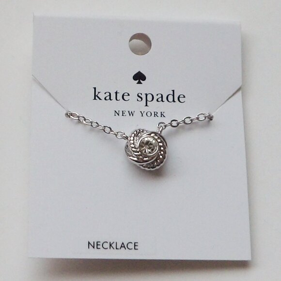 Kate Spade Infinity & Beyond Knot Necklace Silver Tone NWT - Picture 3 of 5